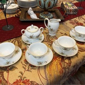 Antique Rosenthal tea cup saucer set of 4, creamer w/plate and sugar bowl w/lid